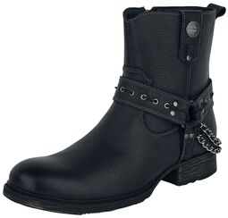 Black Biker Boots with Straps and Chains, Rock Rebel by EMP, Buty motocyklowe