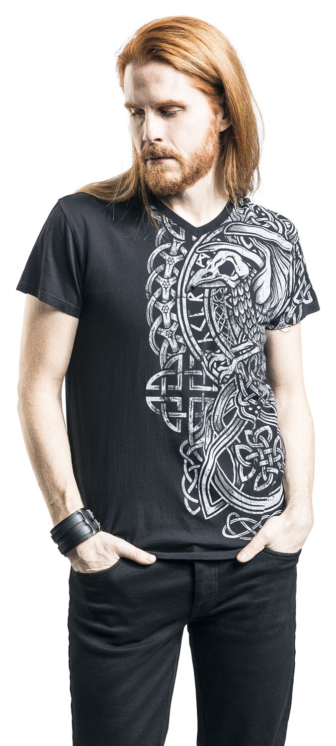 Black T-shirt with Print and V-Neckline | Black Premium by EMP T-Shirt | EMP