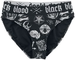Bikini bottoms with occult symbols, Black Blood by Gothicana, Dół bikini