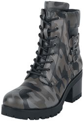 Lace-Up Boots with Camouflage Print, Black Premium by EMP, Buty