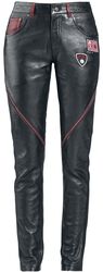 Leather Trousers with Patches and Zip Details, Rock Rebel by EMP, Spodnie skórzane