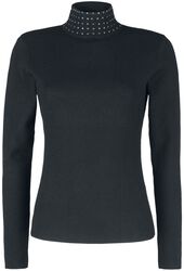 Knitted turtleneck with flat studs, Black Premium by EMP, Sweter