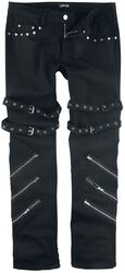 Jared - Black Jeans with Buckles, Zips and Studs, Gothicana by EMP, Jeansy