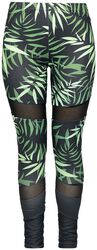 Leggings with bamboo print and mesh inserts, RED by EMP, Legginsy