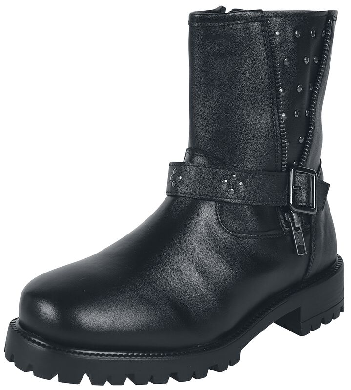 Biker boots with zip and strap