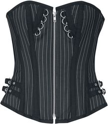 Corset with stripes and zip, Gothicana by EMP, Corsage - Gorset