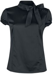 Black T-shirt with Tie Detail, Gothicana by EMP, T-Shirt