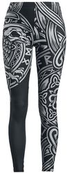 Black Leggings with Celtic-Style Print, Black Premium by EMP, Legginsy