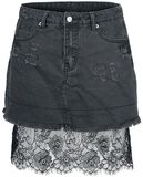 Denim Skirt With Lace, Fashion Victim, Spódnica krótka