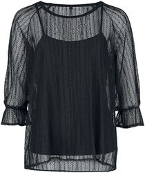 Black lace shirt, Gothicana by EMP, Longsleeve