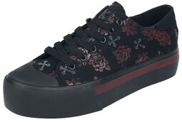 LowCut platform trainers with cross and rose print, Rock Rebel by EMP, Buty sportowe