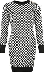 Chess square monochrome knitted dress, QED London, Sukienka krótka