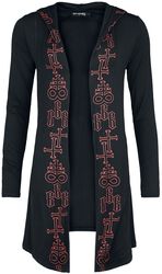 Cardigan with printed symbols and large back print, Black Blood by Gothicana, Kardigan
