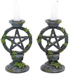 Wiccan Pentagram Candlesticks, Anne Stokes, Świecznik