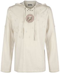 Beige Long-Sleeve Shirt with Hood, Black Premium by EMP, Longsleeve