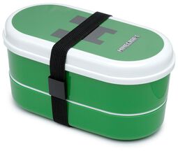Creeper Bento lunch box with fork and spoon, Minecraft, Lunchbox