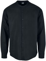 Cotton linen stand-up collar shirt, Urban Classics, Koszula z długim rękawem