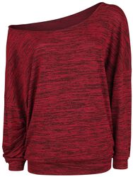 Oversize Melange Wide-Neck Sweater, RED by EMP, Sweter