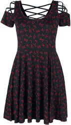 Dress with Lacing and Runes, Black Premium by EMP, Sukienka krótka