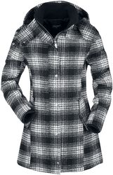 Checkered Short Coat, Black Premium by EMP, Płaszcz krótki