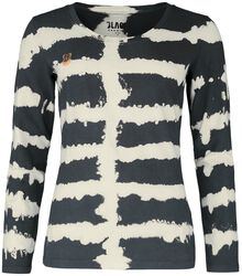 Long-sleeved top with batik stripes, Black Premium by EMP, Longsleeve