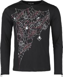 Longsleeve Shirt with Spiderweb and Leaves, Gothicana by EMP, Longsleeve