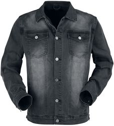 Dark grey jacket with chest pockets and button placket, Black Premium by EMP, Kurtka jeansowa