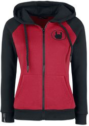 Red/Black Hooded Jacket with Raglan Sleeves