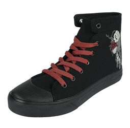 Trainers with Rose and Skull Print, Black Premium by EMP, Buty sportowe wysokie