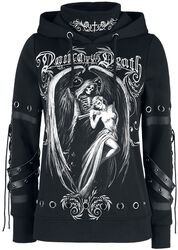 Gothicana X Anne Stokes - Black Hoodie with Print and Details, Gothicana by EMP, Bluza z kapturem