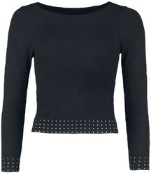 Jumper with flat studs, Black Premium by EMP, Sweter