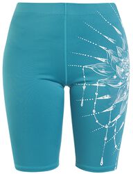 Sport and Yoga - Short Turquoise Leggings with Detailed Print