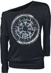 Long-sleeved top with runes compass, Black Premium by EMP, Longsleeve