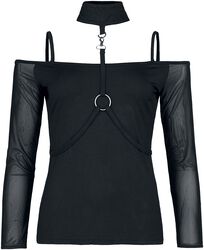 Choker long-sleeved top with tapes, Gothicana by EMP, Longsleeve