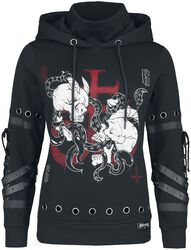 Hoodie with straps and eyelets, Black Blood by Gothicana, Bluza z kapturem