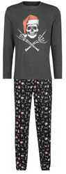 Pyjama with Christmas Skull Print, Black Premium by EMP, Pidżama