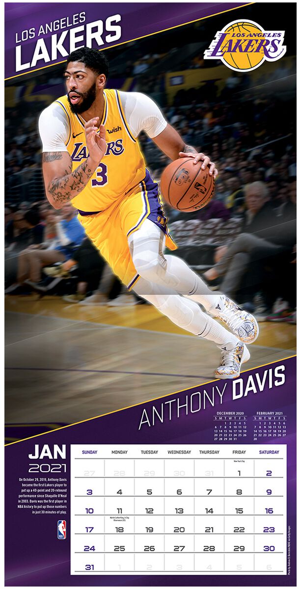 Los Angeles Lakers - Calendar 2021 | NBA Kalendarz ścienny ...