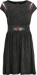 Cut Out Dress with Roses, Black Premium by EMP, Sukienka Medium