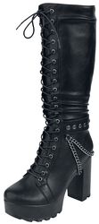 Platform lace-up boots with chains and buckles, Gothicana by EMP, Buty wiązane