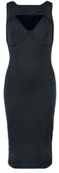 Bodycon Dress with Double Neckline, Black Premium by EMP, Sukienka Medium