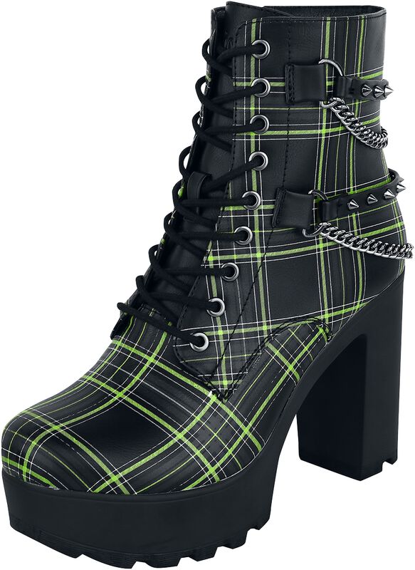 Black Ankle Boots with Pattern, Straps and Chains