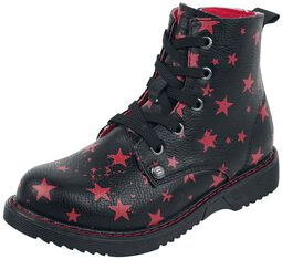 Black Lace-Up Boots with Stars, RED by EMP, Buty dziecięce