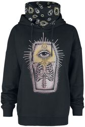 Hoodie with integrated standing collar, Black Blood by Gothicana, Bluza z kapturem