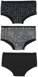 Panty Set with Celtic-Style Motifs, Black Premium by EMP, Komplet majtek