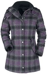 Short coat with chequered pattern, Black Premium by EMP, Kurtka zimowa