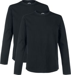 Double Pack Long-Sleeve Tops In Black with Crew Neck, RED by EMP, Longsleeve