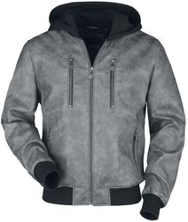 Grey faux-leather jacket, Black Premium by EMP, Kurtka przejściowa