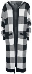 Black/white checkered cardigan with hood, Rock Rebel by EMP, Kardigan