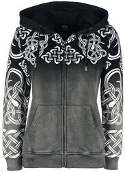 Hoodie Jacket with Colour Gradient and Celtic Adornment, Black Premium by EMP, Bluza z kapturem rozpinana