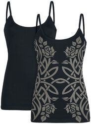 Double Pack Spaghetti-Strap Tops, Black Premium by EMP, Top